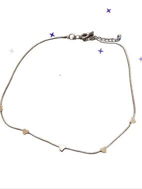 Delicate Heart Station Necklace Silver Hearts Vtg